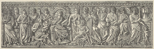 Fig. 14. Płaskorzeźba na pudełku z kości słoniowej. Muzeum berlińskie.