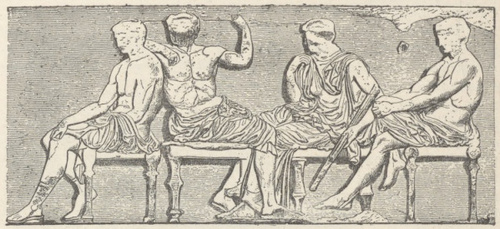 Fig. 198. Z grupy bóstw fryzu wschodniego. Partenon. Strona lewa. Muzeum Brytańskie.