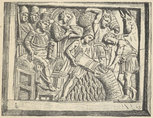 Fig. 46. Z życia Józefa w Egipcie. Płaskorzeźba z Katedry Maksymiana.