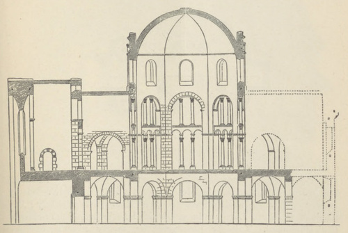 Fig. 67. Kaplica pałacowa Karola W. w Antwerpii. Przecięcie podłużne.