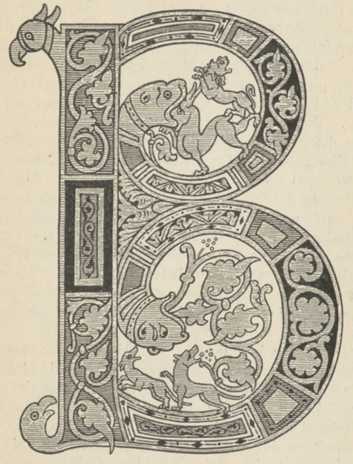 Fig. 76. Inicyał z biblii Karola Łysego. Paryż. Biblioteka narodowa