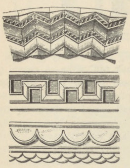 Fig. 150. Normanckie ornamenty łuków i fryzów.