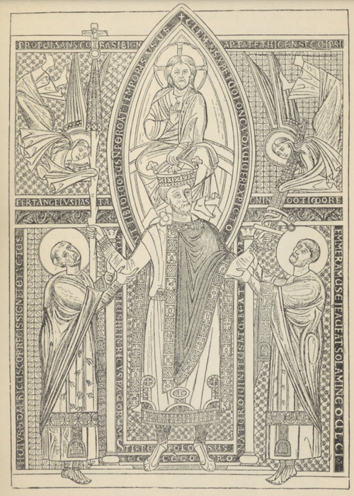 Fig. 167. Henryk II. Miniatura z mszału z w 11. Monachium. Bibl. Król.