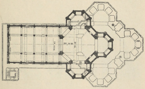 Fig. 340. Plan poziomy tumu florenckiego. Rysunek ciemniejszy oznacza plan pierwotny.