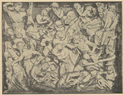 Fig. 14. Wymordowanie dzieci w Betleem. (Płaskorzeźba z kazalnicy w koś. św. Andrea w Pistoi. Przez Giovaniego Pisano.