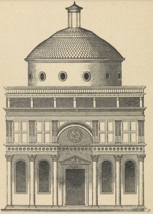 Fig. 41. Kaplica de’Pazzi w podwórzu klasztornem w. S. Croce. Przez Brunelesco.