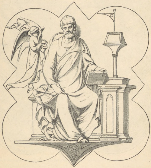 Fig. 65. Ewangielista Mateusz. Z dawnych drzwi Ghiberthi’ego w Baptysterium we Florencyi.