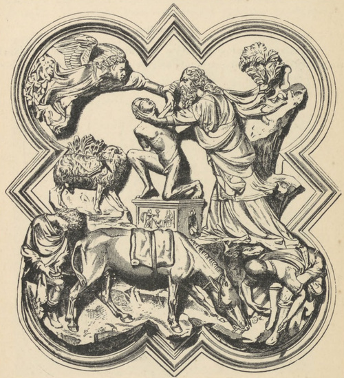 Fig. 66. Ofiara Izaaka. Płaskorzeźba bronzowa Brunellesca. Florencya. Muzeum Narodowe.