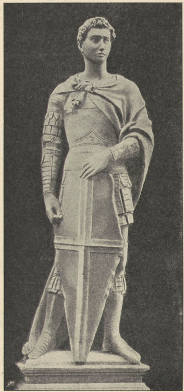 Fig. 73. Ś. Jerzy. Posąg marmurowy Donatella na Or San Michele we Florencyi. (Oryginał w Muzeum Narodowem).