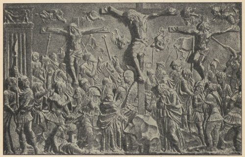 Fig. 81. Ukrzyżowanie. Płaskorzeźba bronzowa Donatella. Florencya, S. Lorenzo.