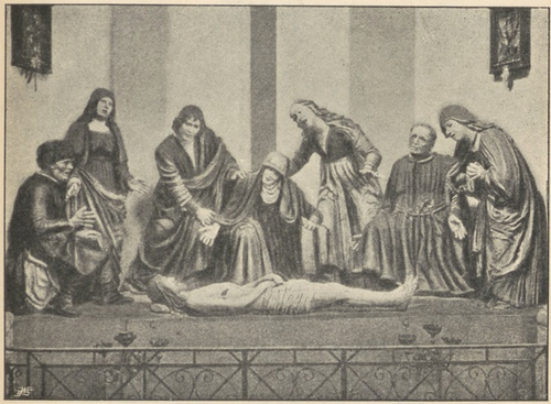 Fig. 105. Opłakiwanie Chrystusa. Ceramiczna grupa kolorowa Guida Mazzoni. Modena S. Giovanni.