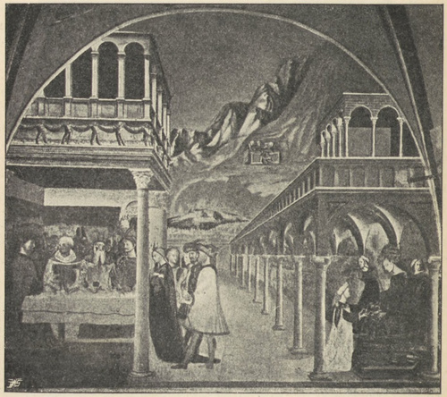 Fig. 114. Uczta Heroda. Salome z głową Jana Chrzciciela. Obraz ścienny Masolina w Castiglione d’Olona.