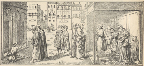 Fig. 118. Uzdrowienie chromego. Wskrzeszenie Tabithy. Obraz ścienny Masolina w kaplicy Brancaccich.