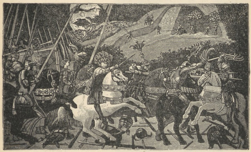 Fig. 122. Bitwa pod Egidio. Obraz ścienny Pawła Ucello. Londyn. Galerya narodowa.