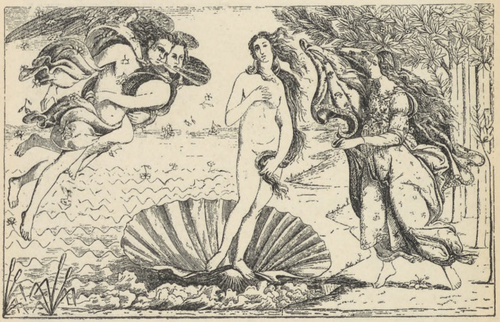 Fig. 129. Narodziny Venus. Botticelli. Florencya. Ufiici. Obraz ścienny Botticellego. Rzym. Kaplica Syxtynska.