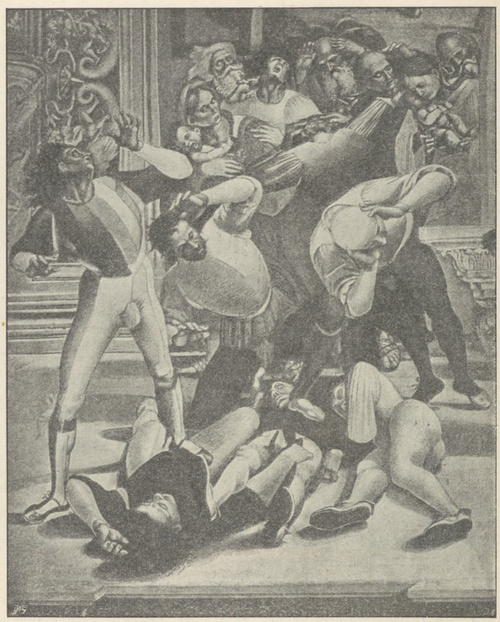 Fig. 143. Grapa niższa z Upadku Antychrysta, Signorelli Orvieto. Capella nuova w tamie.