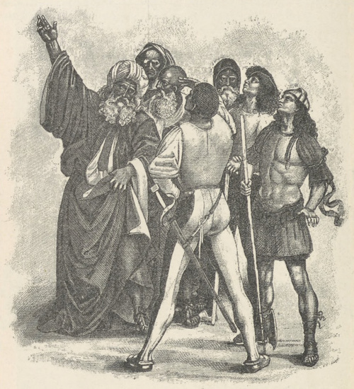 Fig. 145. Grupa niższa (prawa) z Upadku Antychrysta. Signorelli. Orvieto. Capella nuova.
