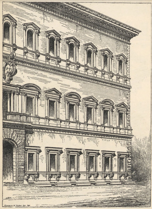 Fig. 172. Fasada pałacu Farnezyjskiego w Rzymie. Antonio da Sangallo.
