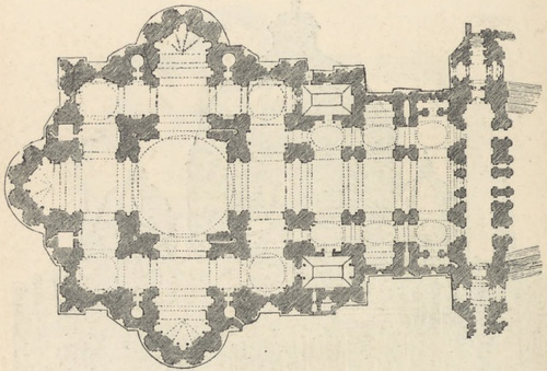Fig. 182. Plan poziomy koś. Św. Piotra w Rzymie.
