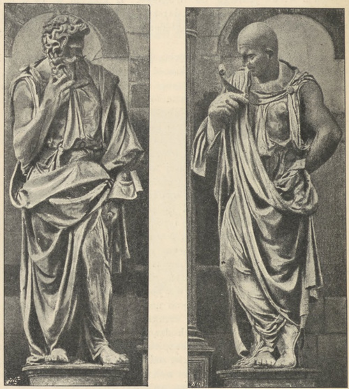 Fig. 206 i 207. Faryzeusz i Lewita. Figury Bronzowe Rustici. Florencja. Baptisterium.
