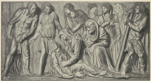 Fig. 211. Wskrzeszenie utopionego. Płaskorzeźba Jakóba Sansotina. Padwa, Santo.