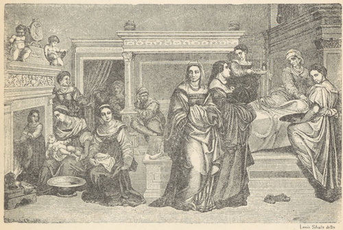 Fig. 219. Narodziny Maryi. Obraz ścienny Andrea del Sarto. Florencya. Przedsionek Annunziaty.