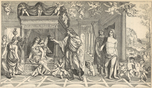 Fig. 222. Wesele Aleksandra z Roksaną. Obraz ścienny Sodomy. Willa Farnesina. Rzym.