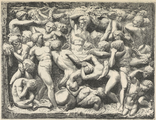 Fig. 236. Walka centaurów. Płaskorzeźba Michała Anioła. Florencya, Cosa Buonarotti.