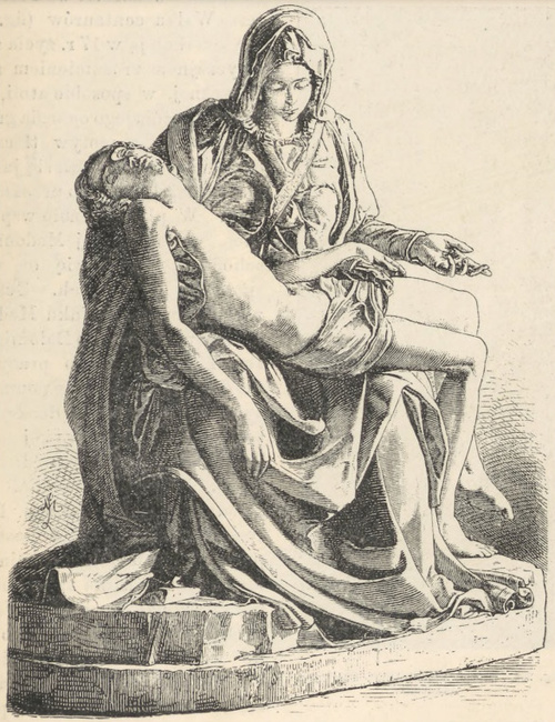 Fig. 237. Pieta. Grupa marmurowa Michała Anioła. Rzym, koś. Św. Piotra.