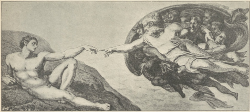 Fig. 242. Stworzenie Adama. Michał Anioł. Kaplica Syxtyńska.