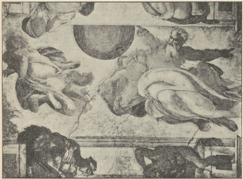 Fig. 243. Stworzenie słońca i roślin. Michał Anioł. Kaplica Syxtyńska.