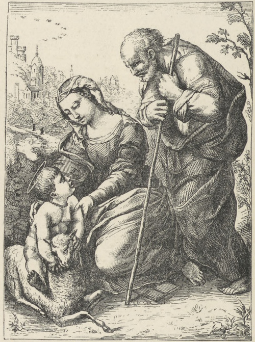 Fig. 253. Ś-ta Rodzina z barankiem. Raffael. Madryt. Prado.