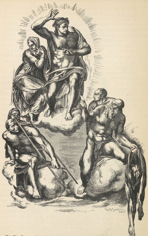 Fig. 272. Chrystus jako sędzia świata. Grupa z Sądu ostatecznego Michała Anioła. Kaplica Syxtyńska.