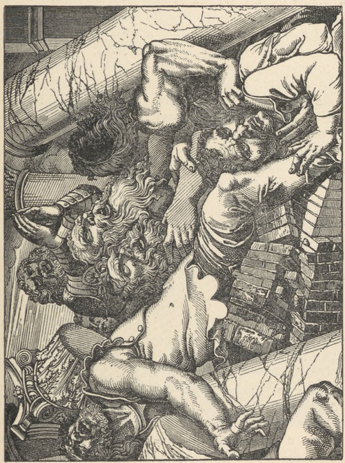 Fig. 277. Z pogromu olbrzymów. Obraz ścienny Giulia Romano. Mantua. Pal. del Te.