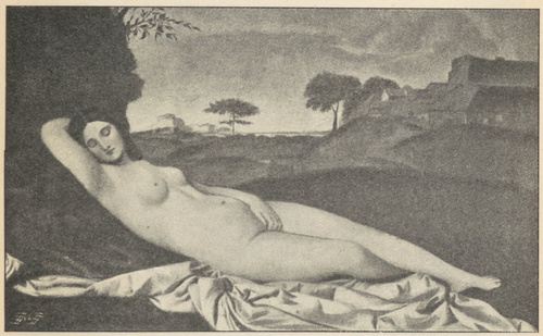 Fig. 282. Śpiąca Wenus. Giorgione, Gal. Drezdeńska.