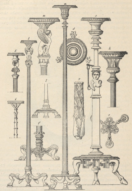 Fig. 335. Kandelabry bronzowe i fragmenty ich.