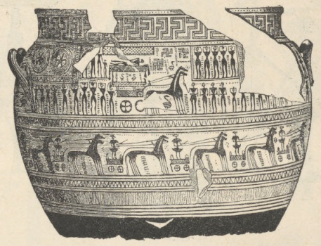 Fig. 337. Ornament malowany na wazie greckiej stylu dypylonowego.
