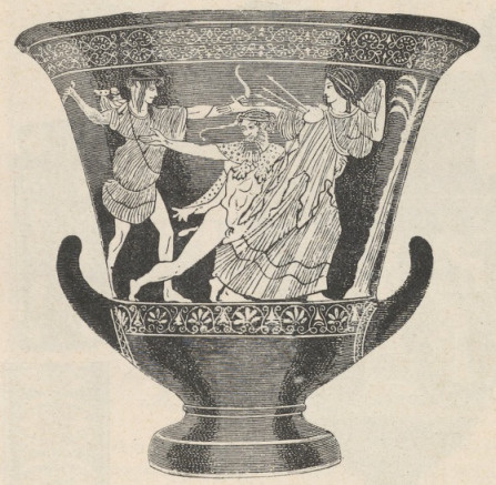Fig. 340. Krater. Waza z figurami czerwonemi. Paryż. Mniej więcej ⅕ wielk. nat.