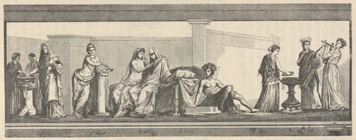 Fig. 348. Wesele aldobrandyńskie. Malowidło ścienne. Watykan.