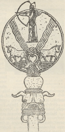 Hyc. 16. Sztandar assyryjski według płaskorzeźby znalezionej w Korzabadzie (muz. Luwru).