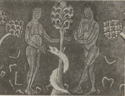 Ryc. 35. Adam i Ewa według minjatury XII w.