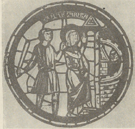 Ryc. 39. Św. Małgorzata. Fragment z witrażu XIII w.