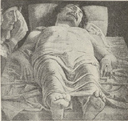 Ryc. 66. A. Mantegna. Chrystus martwy. Fragment z fresku.