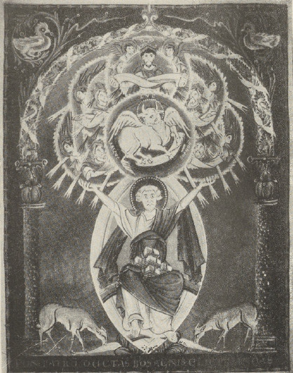 Ryc. 71. Św. Łukasz z Ewangelji w Bibljotece królewskiej w Monachjum.
