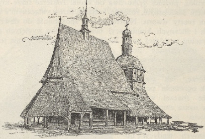 Ryc. 104. Kościół w Sękowej według rysunku Wyspiańskiego.