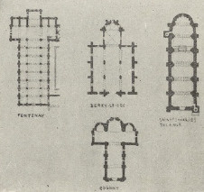 Ryc. 167. Plany świątyń romańskich we Francji.