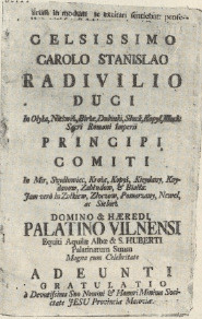 Ryc. 337. Panegiryk dla Karola Stanisława Radziwiłła.