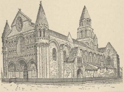 Rys. 77. Wystawa główna kościoła Notre Dame la Grander — w Poitiers.