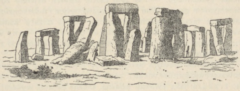 Rys. 9. Dolmeny zwane »Stonehenge« koło Salisbury w Anglji — w stanie, jak wyglądały w w. XVIII. (Kugler).