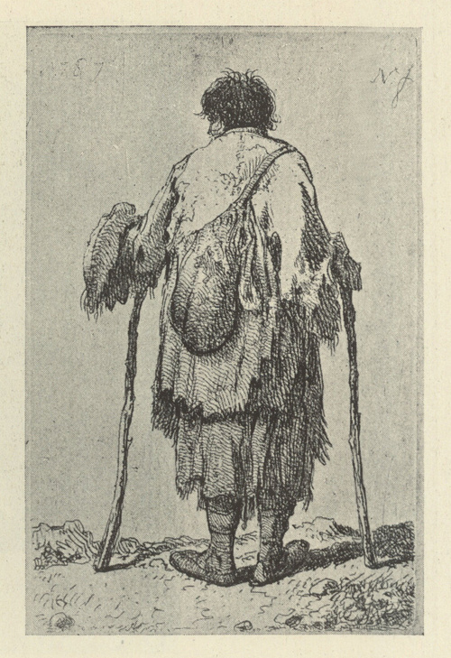ŻEBRAK I. Wymiary oryg. 8,2X 5,3 cm. Wykaz rycin: nr. 54. - Z kol. Muz. Miejsk. w Łodzi.